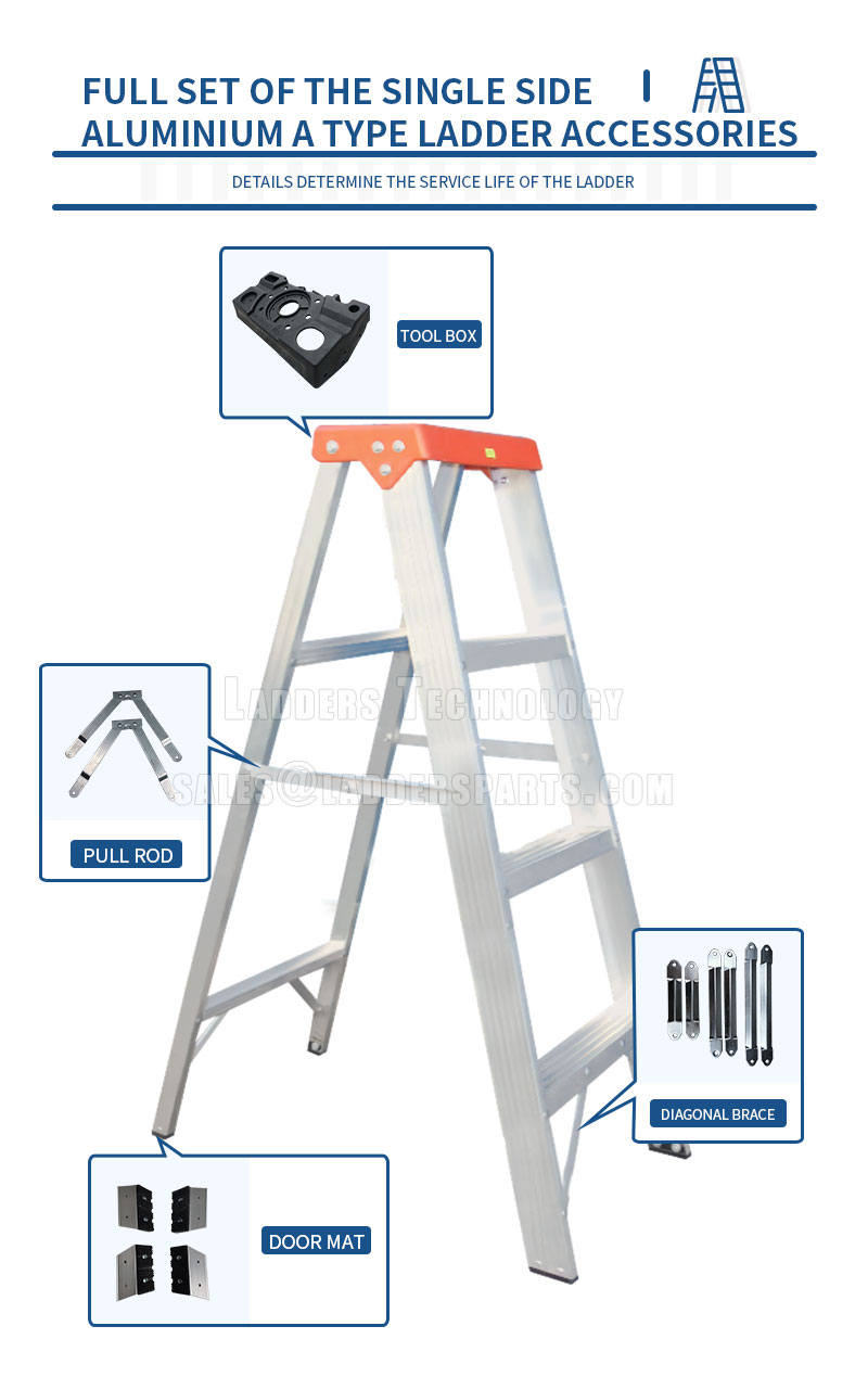 Full Set of the Single side Aluminium A type Ladder Accessories